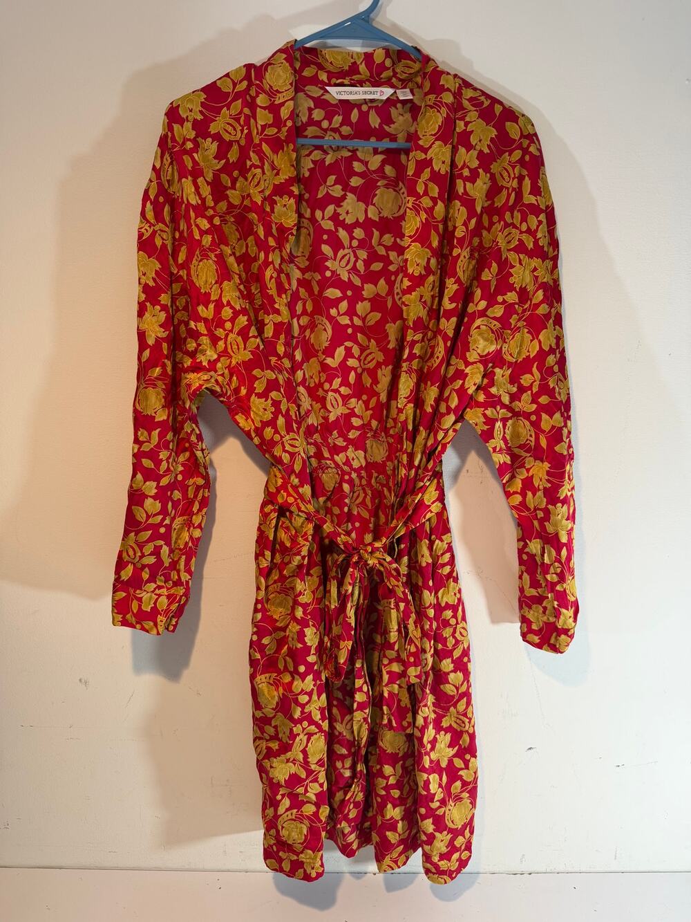 Victoria's Secret 100% Silk Robe Red & Gold Floral size M/L